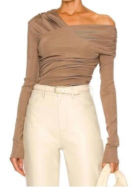 GOLDSIGN Fonteyne Bodysuit Brown Ribbed Stretch Going Out Date Night Medium